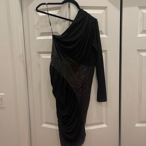 One shoulder black dress